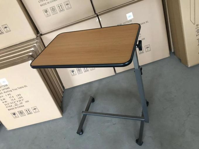 Tiltable Surface 700mm 1010mm Hospital Bed Tray Table Over Bed Food Table 0