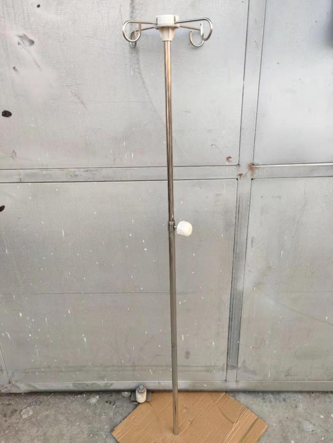 Stand Infus Stainless Steel Rumah Sakit Tiang IV putih dan hitam dengan Kait 0