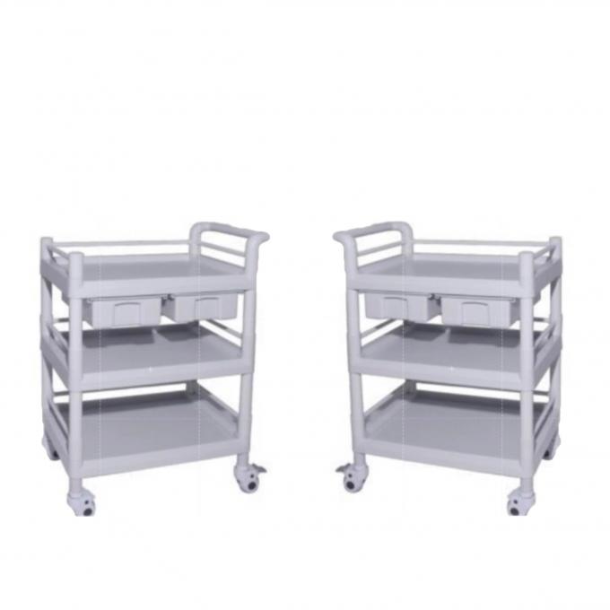 ABS Injection Moulding Nursing Two Layers 923mm Troli Instrumen Rumah Sakit 0