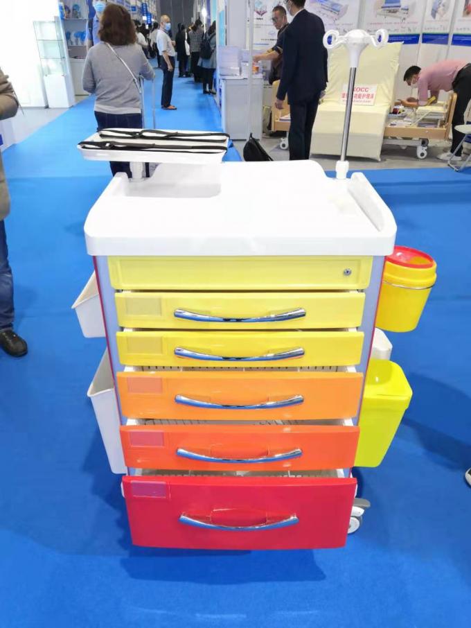 Red Dispensing Anesthesia Cart Bahan Aluminium Baja ABS 0