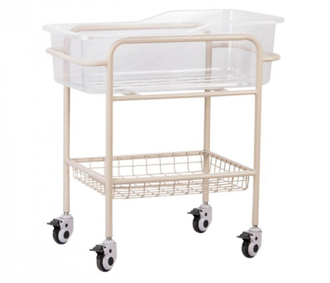 Rangka Stainless Steel ABS Tempat Tidur Bayi Rumah Sakit Dengan Rak Penyimpanan 0