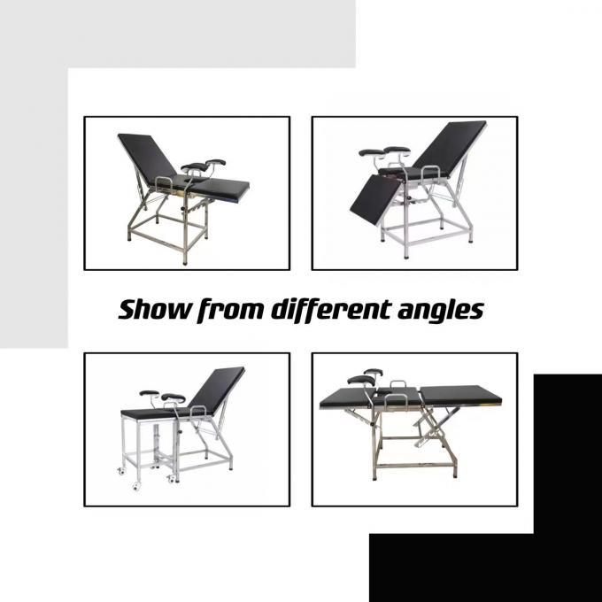 Tempat Tidur Pemeriksaan Ginekologi Meja Kebidanan Hitam Sederhana Stainless Steel 0