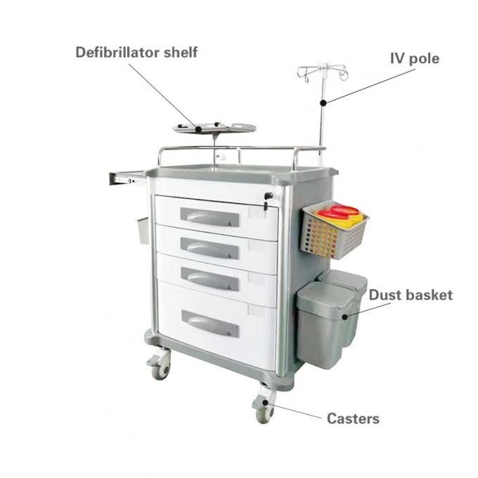 ABS Material Instrumen Medis Trolley Rumah Sakit Kendaraan Pengiriman Obat Khusus 0