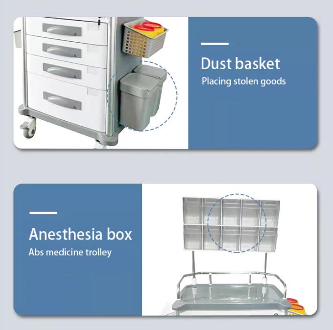 ABS Material Instrumen Medis Trolley Rumah Sakit Kendaraan Pengiriman Obat Khusus 1