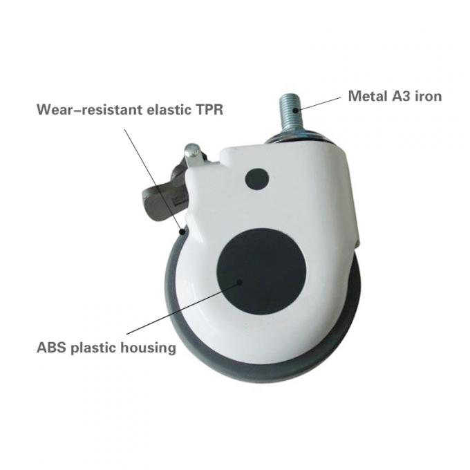 5 inci Universal Wheel Dengan Rem Putih Spesial Medical Caster Rumah Sakit Penggunaan 0