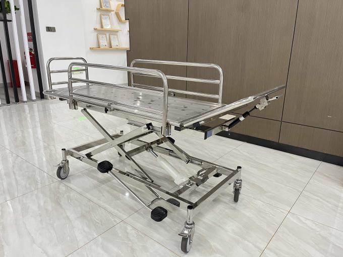 Kualitas tinggi stainless steel darurat Stretcher Trolley stainless steel guardrail 0