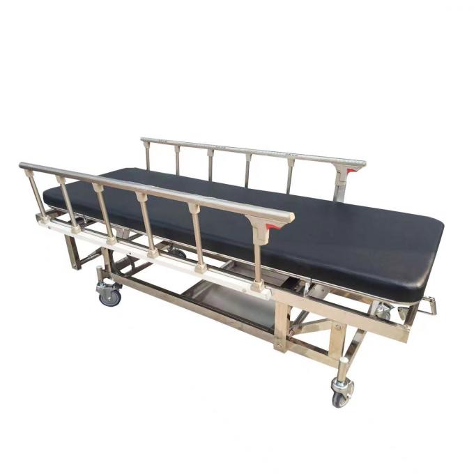 Produk medis Pasien Struktur roda troli dengan penutup luar rem Tempat tidur transfer kursi roda 0