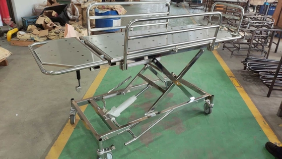 Beli Kualitas tinggi stainless steel darurat Stretcher Trolley stainless steel guardrail pembuatan online