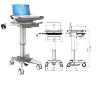 Beli Notebook Komputer Workstation Trolley Putih Adjustable Memeriksa Kastor Diam pembuatan online