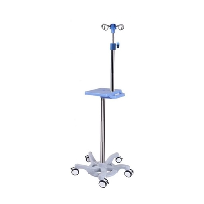 Dudukan infus ponsel biru stainless steel dengan roda yang dapat dilepas