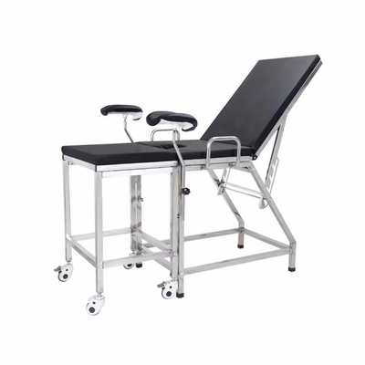 Tempat Tidur Pemeriksaan Ginekologi Meja Kebidanan Hitam Sederhana Stainless Steel