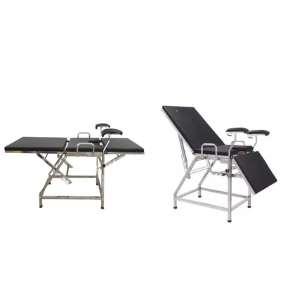 Tempat Tidur Pemeriksaan Ginekologi Meja Kebidanan Hitam Sederhana Stainless Steel