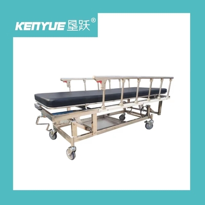 Truk tandu rumah sakit beroda hitam Truk tandu stainless steel
