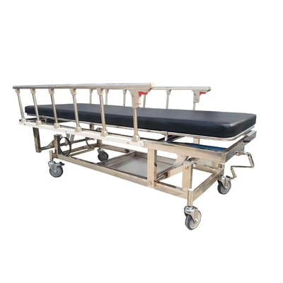 Truk tandu rumah sakit beroda hitam Truk tandu stainless steel