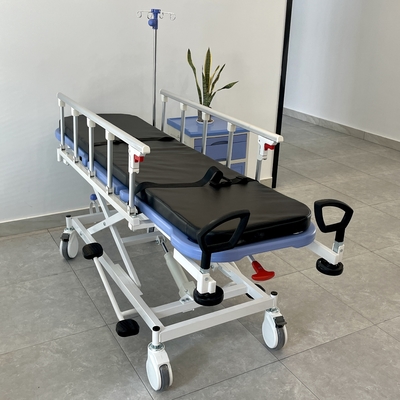 Tandu Ambulans Hidrolik Troli Biru Untuk Medis Rumah Sakit