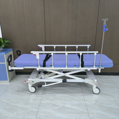 Blue Hydraulic Ambulance Stretcher Trolley Metal Diimpor Untuk Pasien