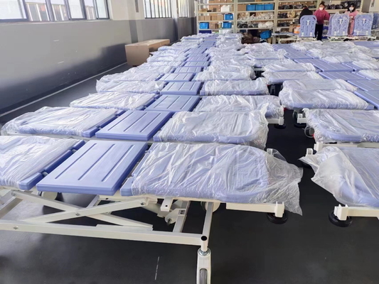 Blue Hydraulic Ambulance Stretcher Trolley Metal Diimpor Untuk Pasien