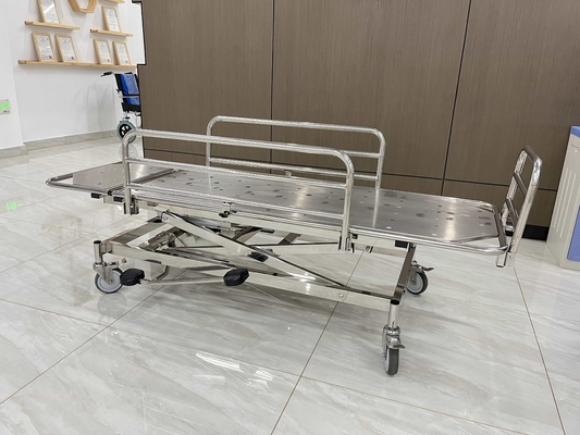 Kualitas tinggi stainless steel darurat Stretcher Trolley stainless steel guardrail