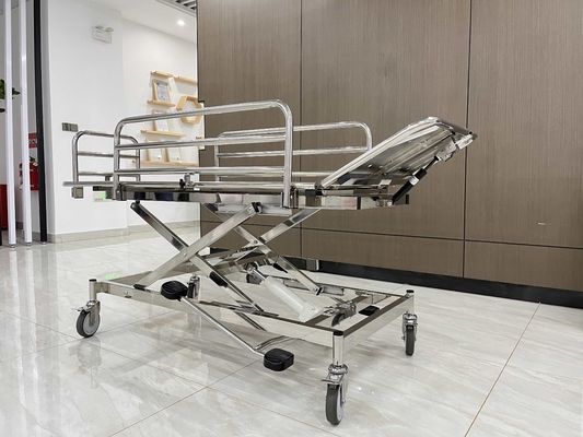 Kualitas tinggi stainless steel darurat Stretcher Trolley stainless steel guardrail