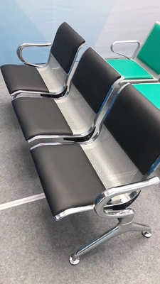 Kursi ruang tunggu rumah sakit PU logam untuk furnitur ruang tunggu yang nyaman