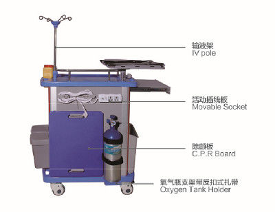 Aluminium Alloy Column Central Lock 910mm Nursing Crash Cart Dengan Papan Tulis
