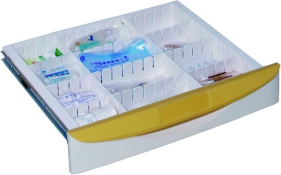 Aluminium Alloy 70mm 4 Post Medical Trolley Cart Dengan Laci