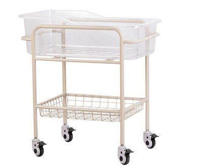Rangka Stainless Steel ABS Tempat Tidur Bayi Rumah Sakit Dengan Rak Penyimpanan