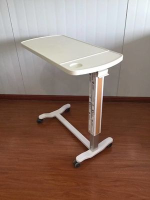 Furnitur rumah sakit Meja Samping Tempat Tidur Plat Plastik Gas Spring Adjustable