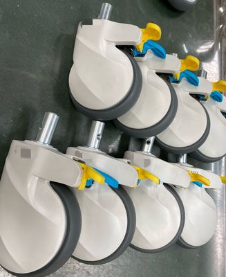 5 Inch Central control kastor rem ganda Untuk Roda Furnitur Rumah Sakit