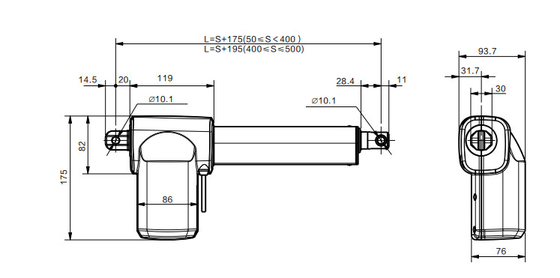 24VDC Linear Actuator Controller IPX6W Stroke Opsional Untuk Tempat Tidur Rumah Sakit Listrik