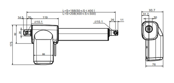 24VDC Linear Actuator Controller IPX6W Stroke Opsional Untuk Tempat Tidur Rumah Sakit Listrik