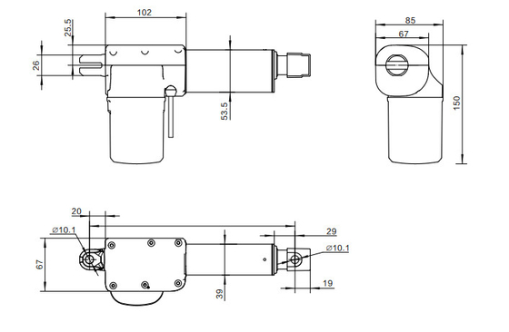 Aktuator Linier Listrik Medis 24V Motor Dorong 6000N ABS Plastik