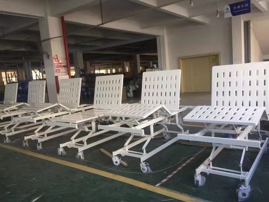 2 Cranks Rumah Sakit Manual Tempat Tidur Pasien Bingkai Plastik Semprot Baja