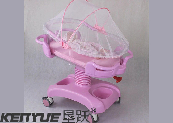 Tempat Tidur Bayi Rumah Sakit Plastik Merah Muda Untuk Mudah Dibersihkan Dan Diperbarui