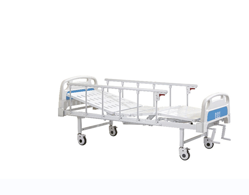Tempat Tidur Rumah Sakit Manual Rocker Logam Ganda Putih Dan Biru