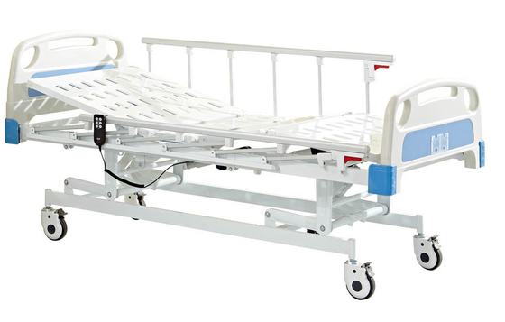 Tempat Tidur Rumah Sakit Manual Rocker Logam Ganda Putih Dan Biru