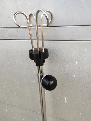 Stand Infus Stainless Steel Rumah Sakit Tiang IV putih dan hitam dengan Kait
