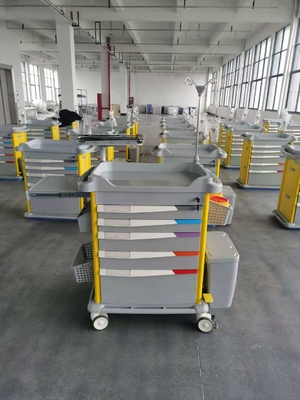 Keranjang Ambulans ABS Putih Medis Rumah Sakit Dengan Empat Roda