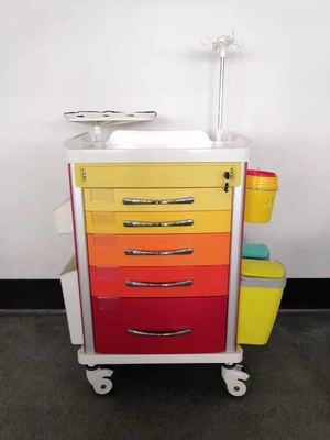 Red Dispensing Anesthesia Cart Bahan Aluminium Baja ABS