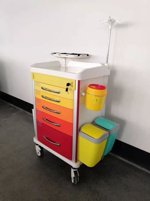 Red Dispensing Anesthesia Cart Bahan Aluminium Baja ABS