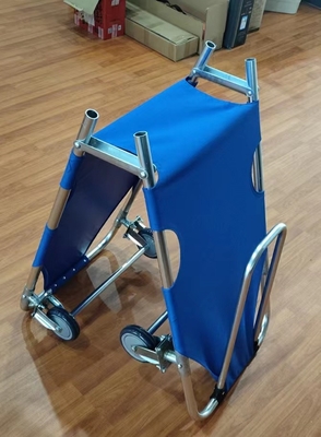 Tandu lipat kain Oxford biru 600D, dilapisi PVC mudah dibersihkan