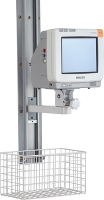 Lengan troli monitor medis putih dengan kastor universal 4 inci
