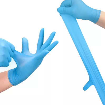 Sarung Tangan Ujian Sekali Pakai Rumah Sakit Sarung Tangan Nitril Warna Biru Tiga Ukuran