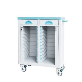 ABS Catatan Pasien Trolley Penyimpanan Medis Hijau Biru 470 * 410 * 880mm Roda Diam