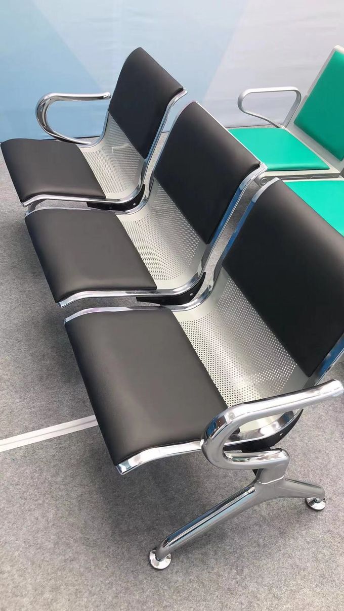 Kursi ruang tunggu rumah sakit PU logam untuk furnitur ruang tunggu yang nyaman 0